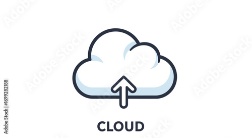 Simple Cloud Upload Icon - White Cloud with Up Arrow.