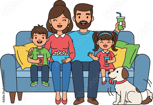 Basic Cute Cartoon Family Watching TV with Snacks Vector RCCuCute Cartoon School Children Studying with Books and Pencils Vectorte CCute Cartoon School Children Walking with Backpacks 