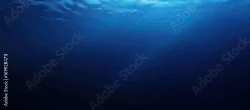Panel kuchenny z motywem Deep ocean scene showing a gradient of blue hues, from lighter blue at the top to deep, dark blue at the bottom, suggesting depth and the absorption of light in water