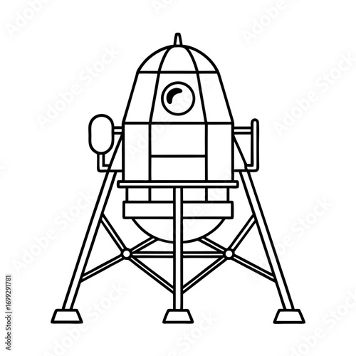 Lunar Lander line art for web and graphic design on white background