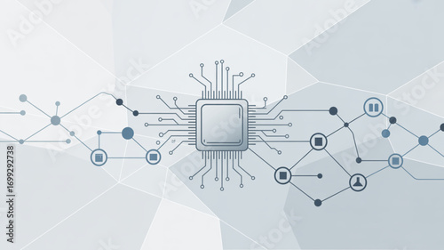 Modern technology cpu circuit board design for computer engineering and data processing innovation concept