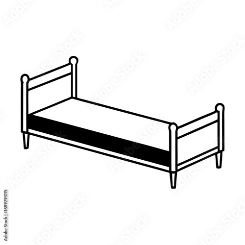 Single Bed line art for web and graphic design on white background