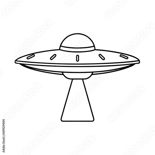 UFO line art for web and graphic design on white background