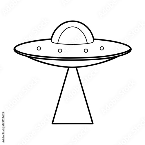 UFO line art for web and graphic design on white background