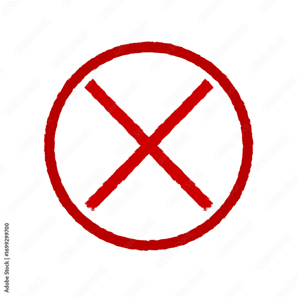 Obraz premium Red Cross Mark Inside Circle Symbol Isolated on White Background