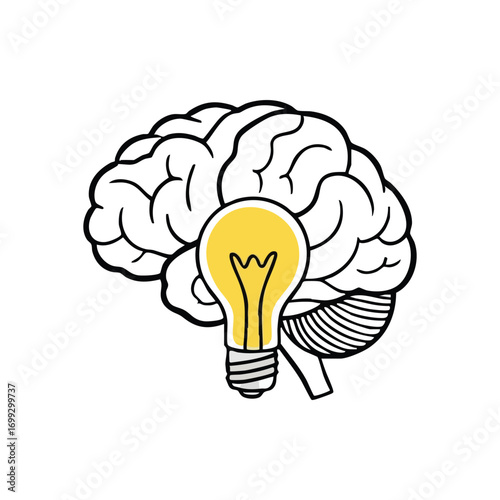 Brilliant Brain Insight. This compelling image portrays a bright concept, symbolizing inventive thought and fresh notions. It conveys intellect, creativity, and smart solutions.