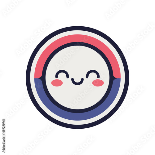 Happy Cute Face Icon. An adorable circular emblem radiating pure joy and warmth. This pleasant design symbolizes cheerfulness, friendliness, and positive vibes.