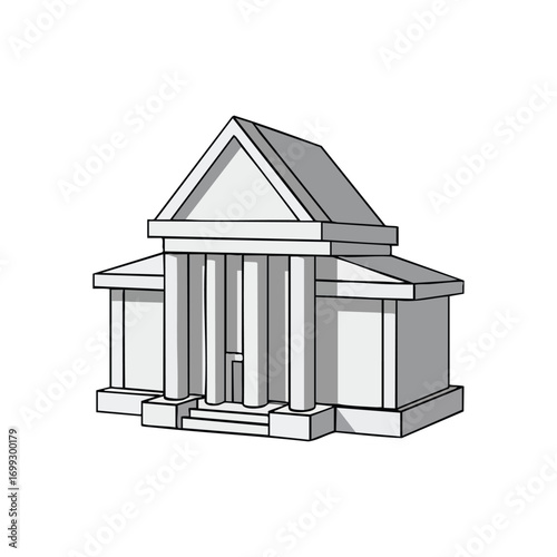 Majestic Classical Architecture. Clean vector illustration of a stately building featuring iconic pillars. Evokes notions of authority, security, and permanence, ideal for civic themes.