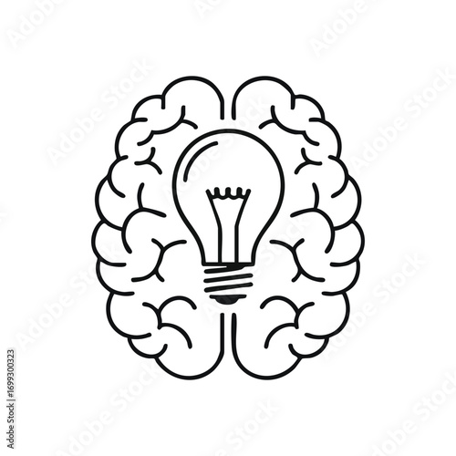 Creative Mind Spark. An illustrative graphic depicting a novel notion or smart solution emerging. This powerful symbol signifies ingenuity, invention, and intellectual brilliance.