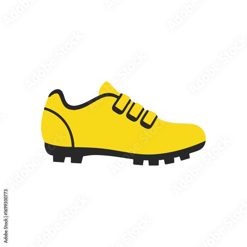 Sunny Yellow Athletic Footwear. This sleek digital illustration of a vivid gold boot for competition conveys readiness for action, speed, and active sport.