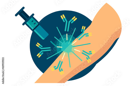 Vaccine injection arm with antibody response in modern design