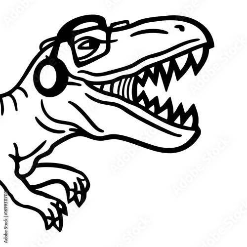 DJ T-Rex Glasses Headphone Party Music Club From Side