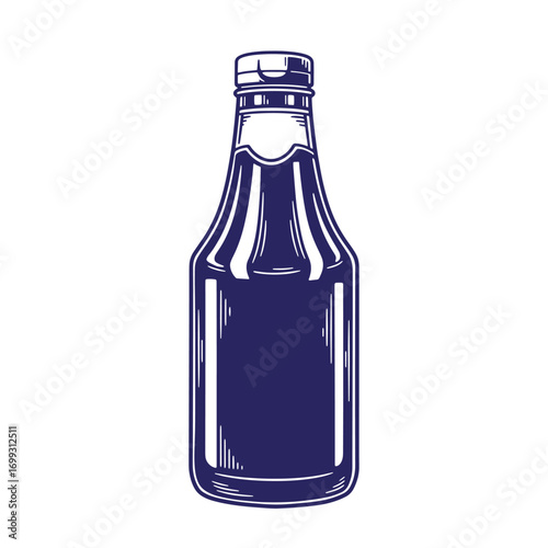 Elegant dark blue bottle with a stylish lid and clean lines isolated on white