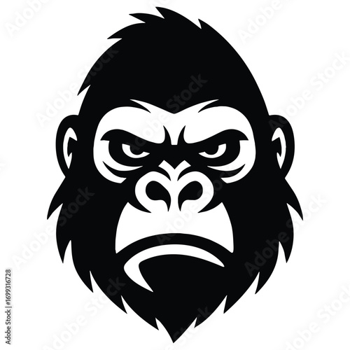 Gorilla Head Vector Illustration – Bold Vintage Logo Design for Sports, Mascots, and Branding