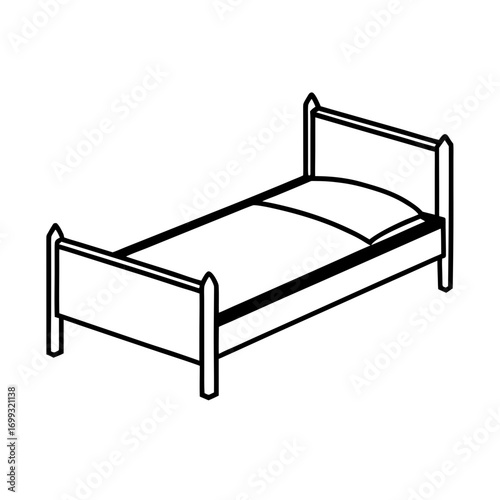 Single Bed line art for web and graphic design on white background
