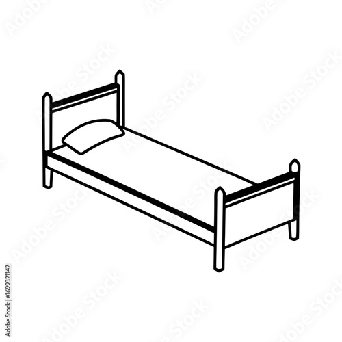 Single Bed line art for web and graphic design on white background