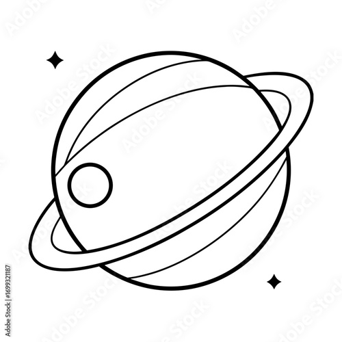 Solar System line art for web and graphic design on white background