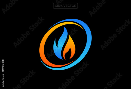 HVAC plumbing, heating, and cooling service company logo design vector template illustration icon