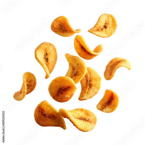 pieces of crispy fried banana chips with curled edges