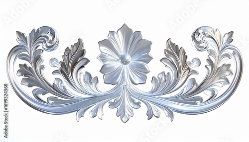 3D crytal Baroque Ornament with Floral and Leaf Design