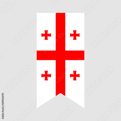 Flag of Georgia. Georgia vertical flag icon digital vector illustration. The hanging flag.
