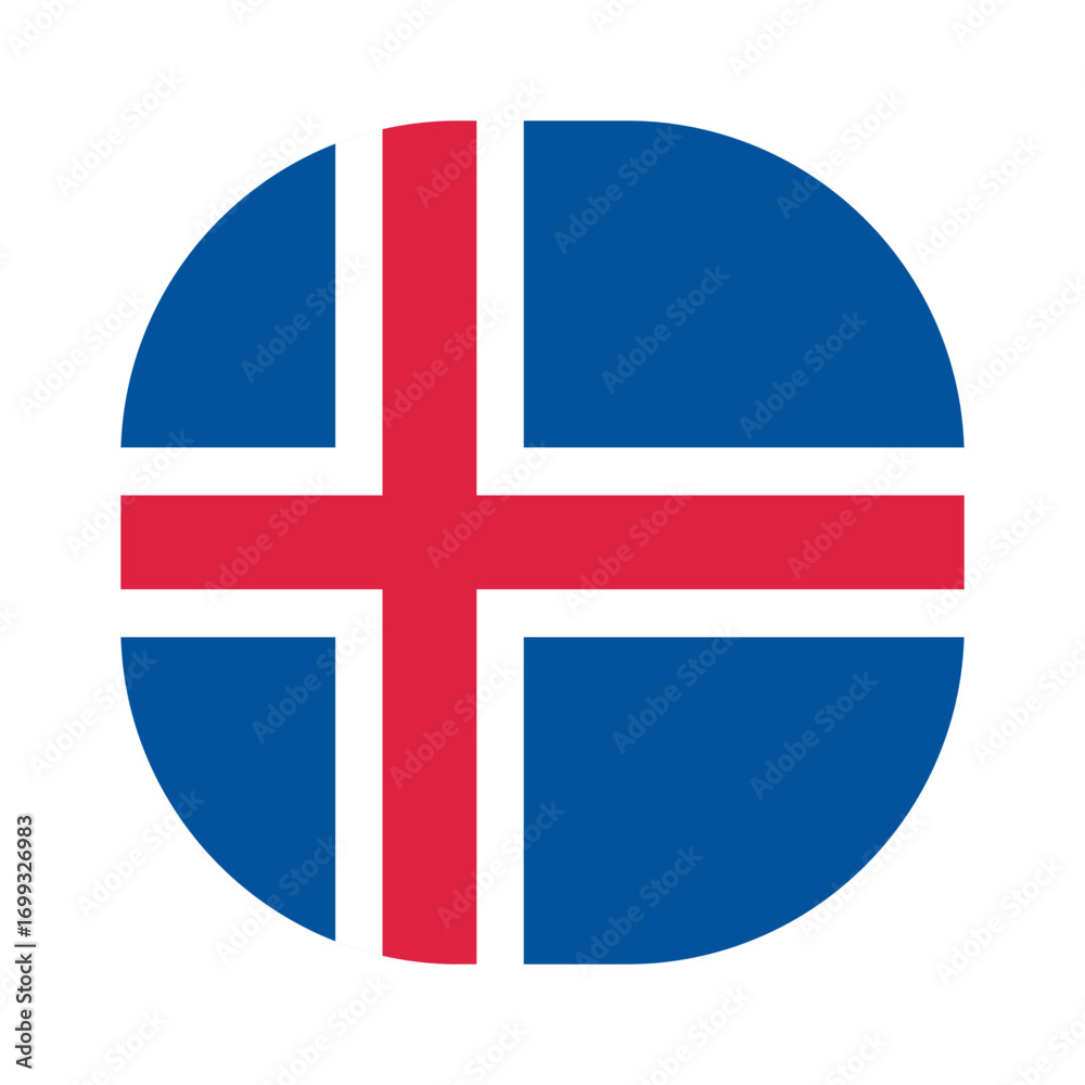 Fototapeta premium Flag of Iceland icon. Iceland rounded square flag icon digital vector illustration design. White background.