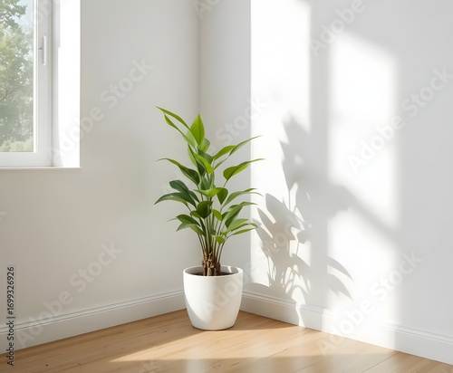 Brighten your space with this potted plant basking in sunlit corner, bringing nature's elegance indoors