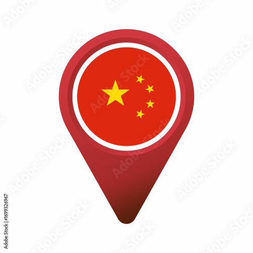 Free Download Location map pin icon with China flag flat illustration - GFXLoad