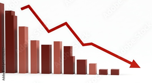 Free Download Declining Bar Graph with Red Arrow Pointing Downward - GFXLoad