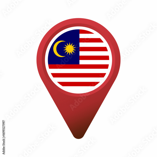 Free Download Malaysia flag icon inside a red map location pin flat illustration - GFXLoad