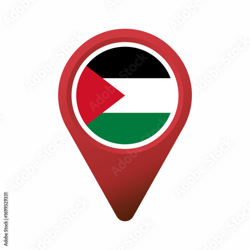 Free Download Palestine flag in a red map location pin flat illustration - GFXLoad