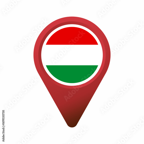 Red location pin icon with Hungary flag inside flat illustration Free Download Red location pin icon with Hungary flag inside flat illustration - GFXLoad