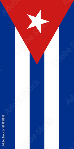 Cuba flag, the vertical national flag of Cuba. Hanging flag.