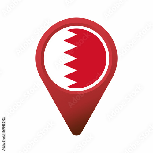 Red map pin with Bahrain flag inside it flat illustration