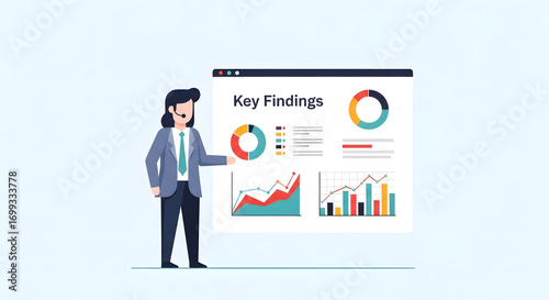 Business presentation with key findings and graphs for strategic decision making