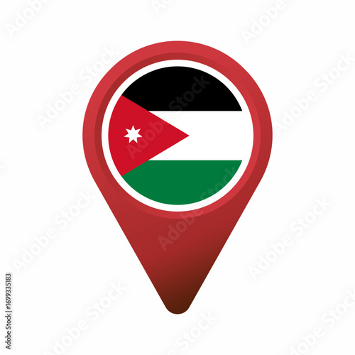 Free Download Red map pointer with Jordan flag inside flat illustration - GFXLoad
