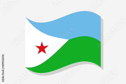 Flag of Djibouti. Djibouti wavy flag digital vector illustration.