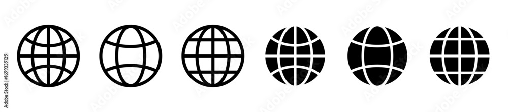 Naklejka premium Globe icon set collection with modern flat filled and line style for business design