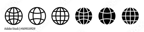 Globe icon set collection with modern flat filled and line style for business design