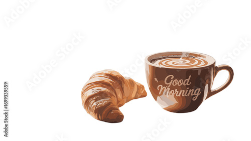 A morning's Delight: Coffee and Croissant.