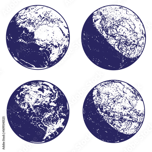 Vector illustration of earth in different phases for educational environmental concepts