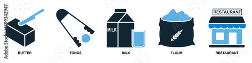 set of restaurant icon vectors for food and beverage, catering, and dining themes. These modern, simple icons are perfect for menus, apps, and websites to represent various culinary concepts.