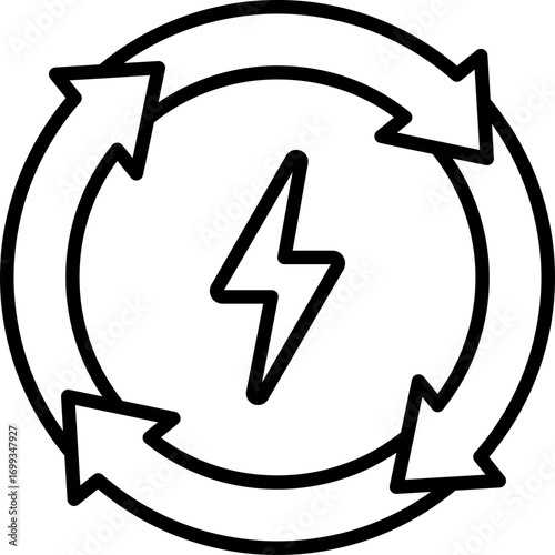 Black renewable energy icon - outline