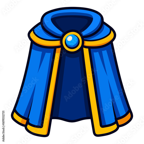 Blue Royal Cloak with Golden Trim Cartoon Vector Icon