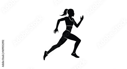 a silhouette of a woman running swiftly
