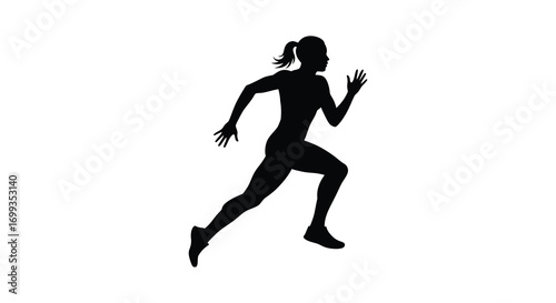 a silhouette of a woman running swiftly