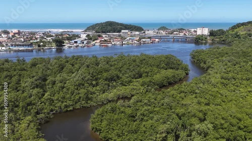Wallpaper Mural Itanhaem River At Itanhaem In Sao Paulo Brazil. Coast City Skyline. Atlantic Forest Landscape. Summer Travel. Itanhaem River At Itanhaem In Sao Paulo Brazil. Nature Scenery. Torontodigital.ca