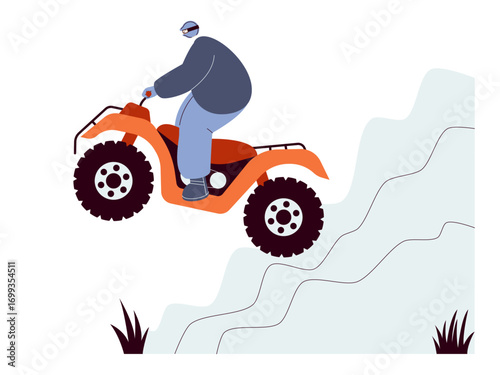 Riding an ATV on a challenging track. Extreme Sports illustration. Flat vector illustration concept.