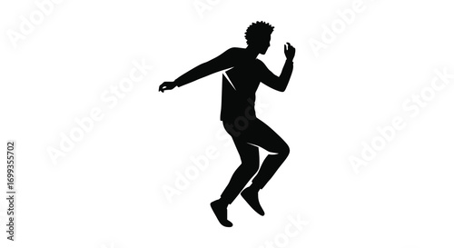 a silhouette of a man running swiftly