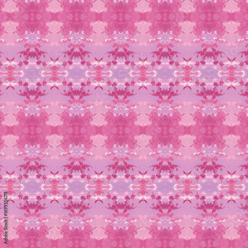 Seamless kaleidoscope pattern in soft pink shades, abstract dreamy symmetry for fashion, wallpaper, and textile art.
